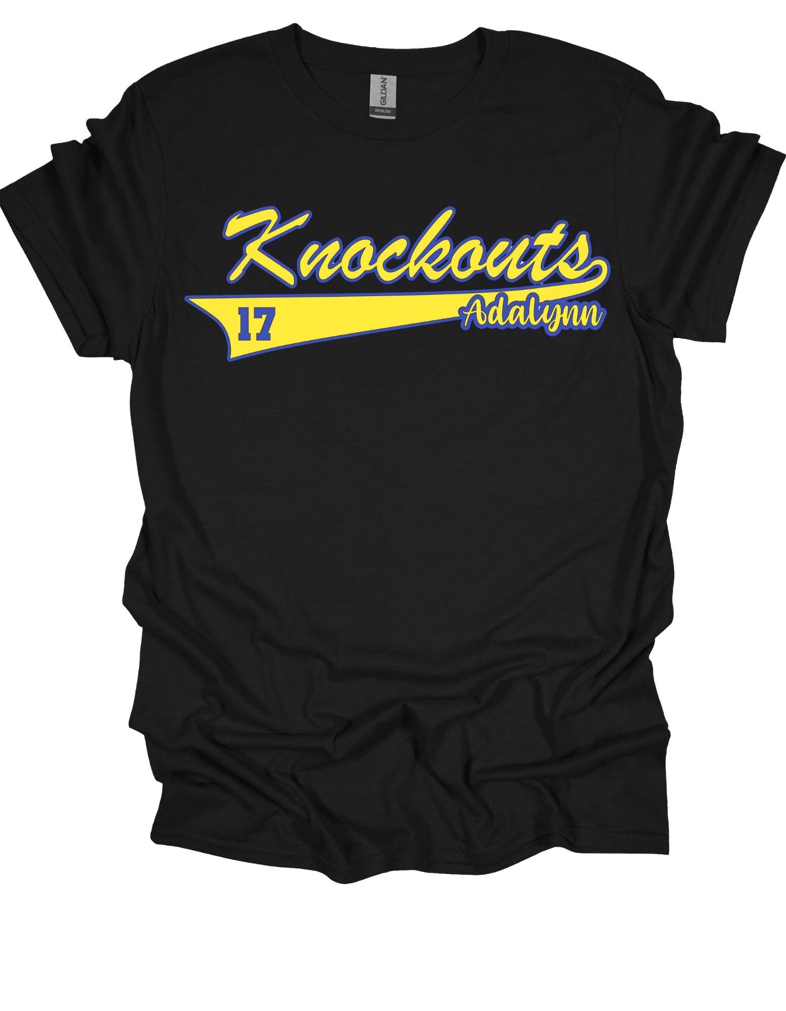 Adult Knockout Script Name and Number on Front