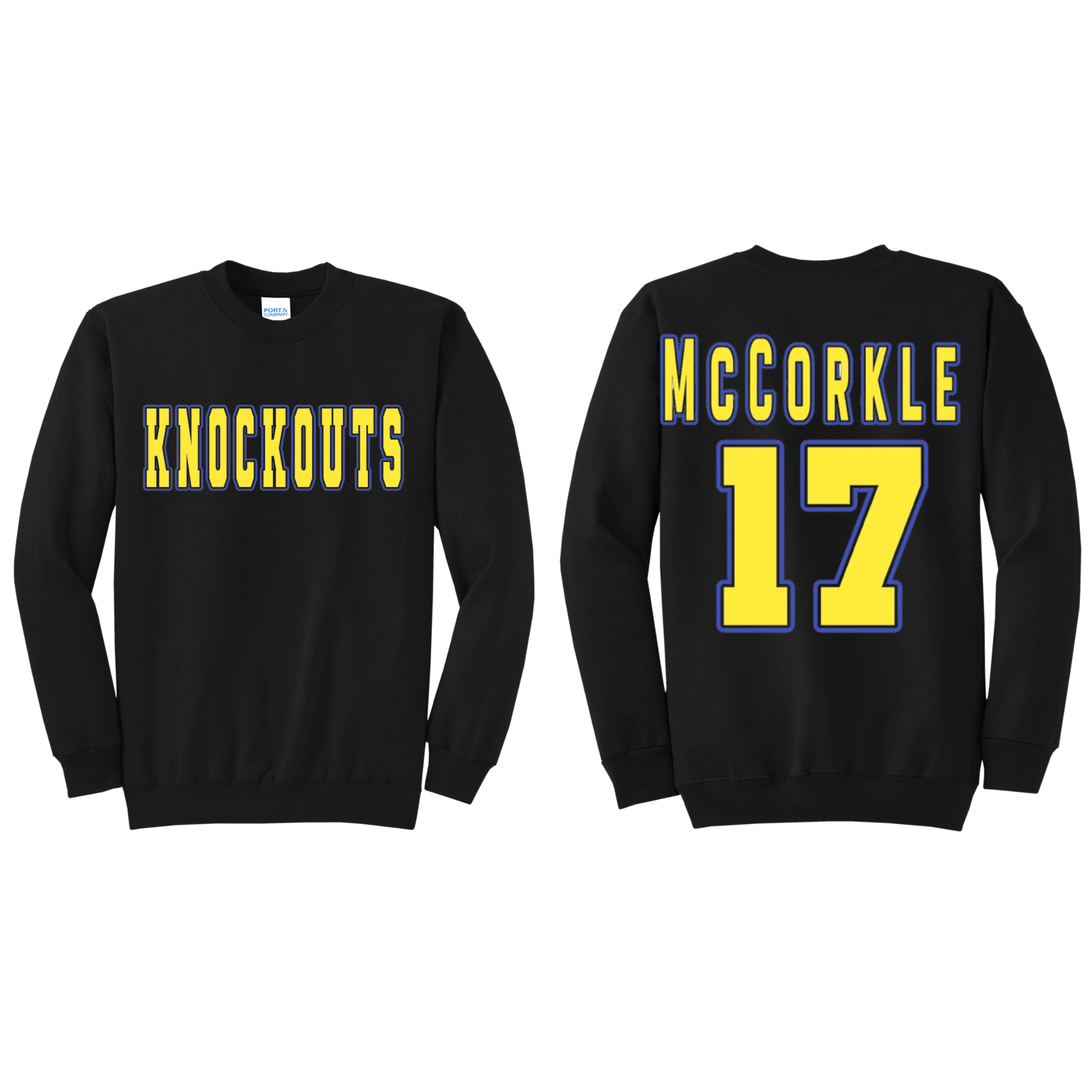 Knockout Block Crew Name and Number on Back