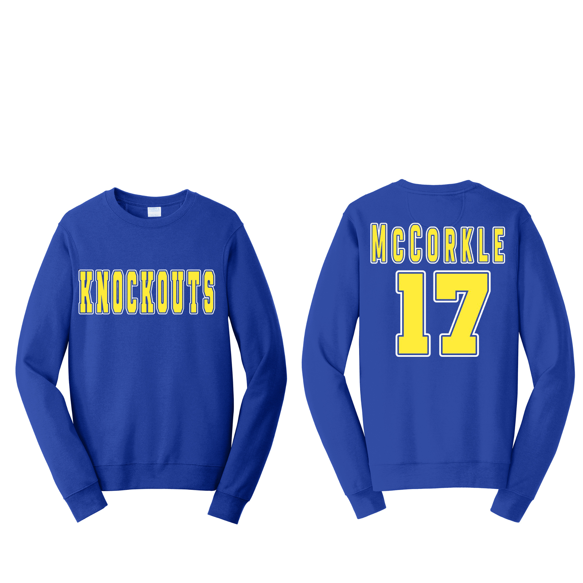 Knockout Block Crew Name and Number on Back