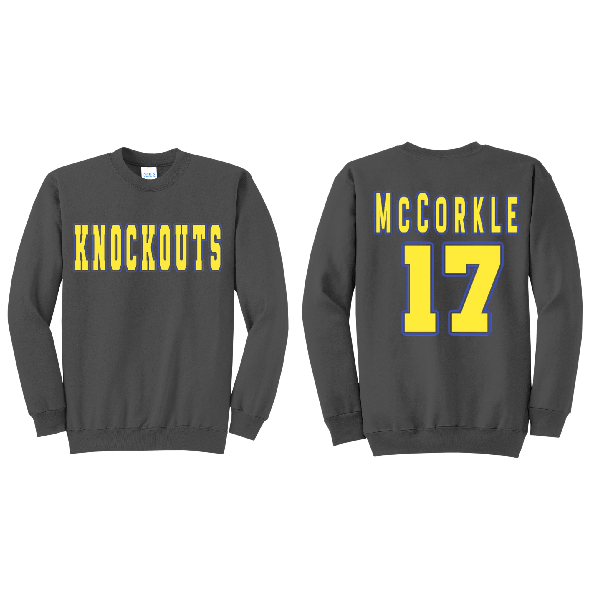 Knockout Block Crew Name and Number on Back