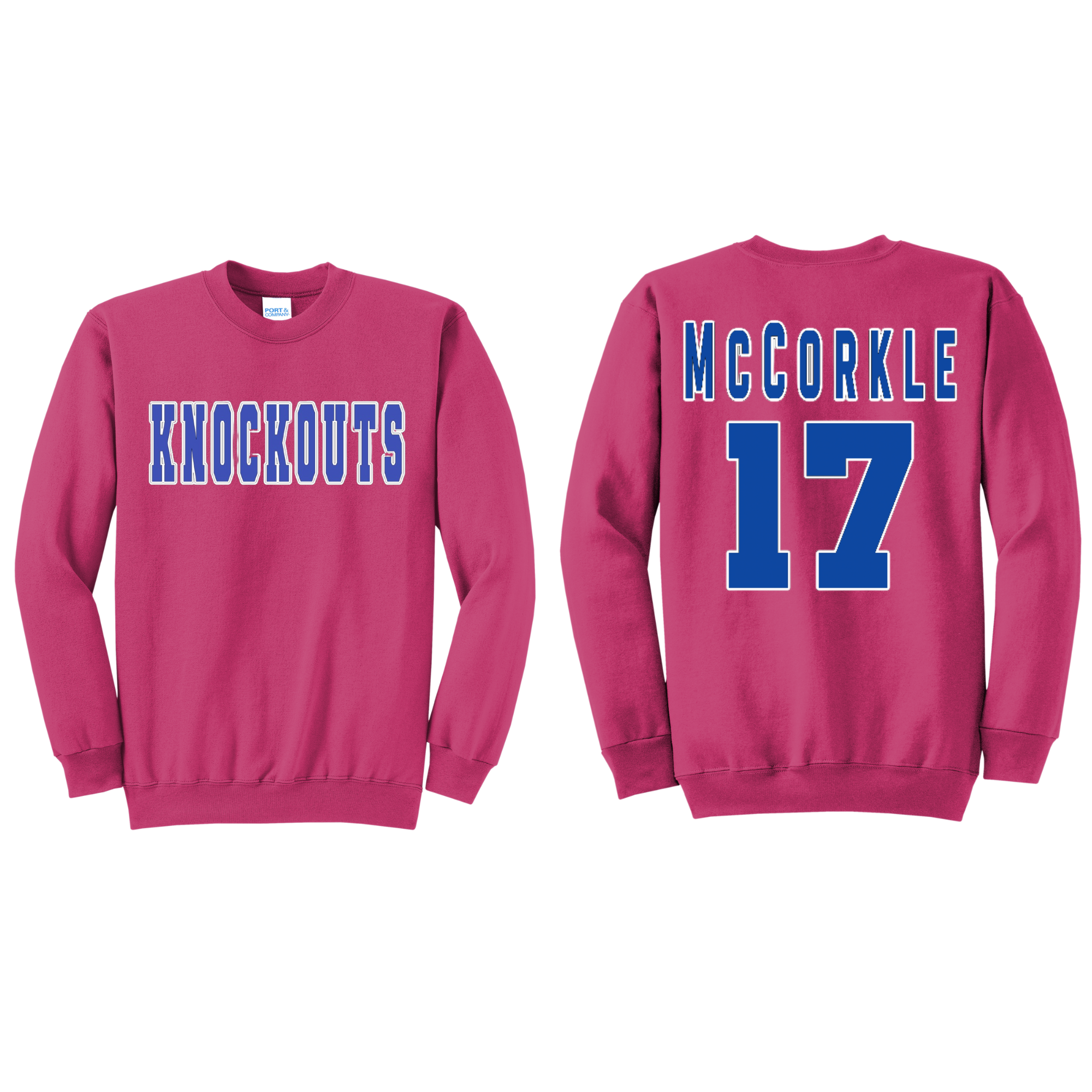 Knockout Block Crew Name and Number on Back