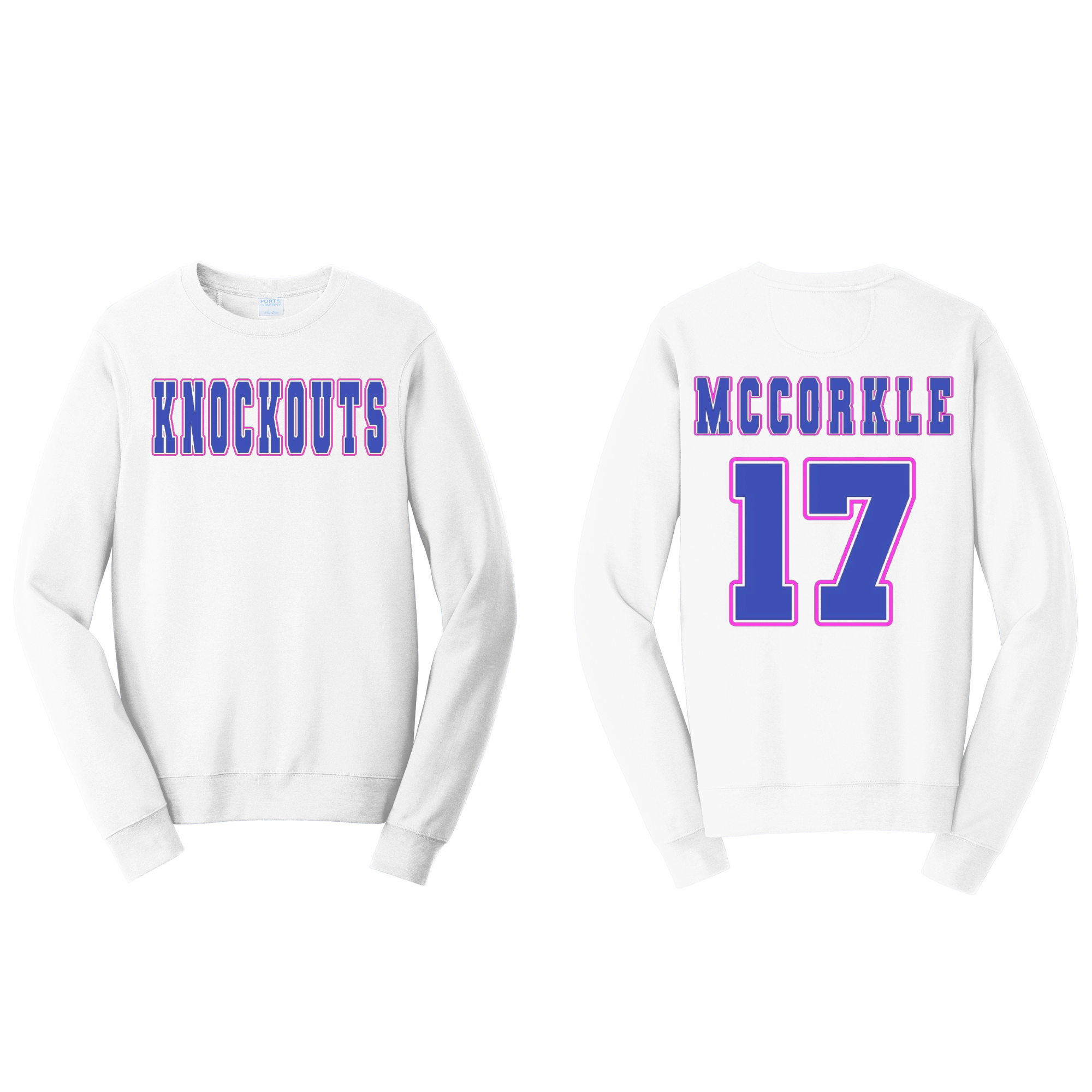 Knockout Block Crew Name and Number on Back