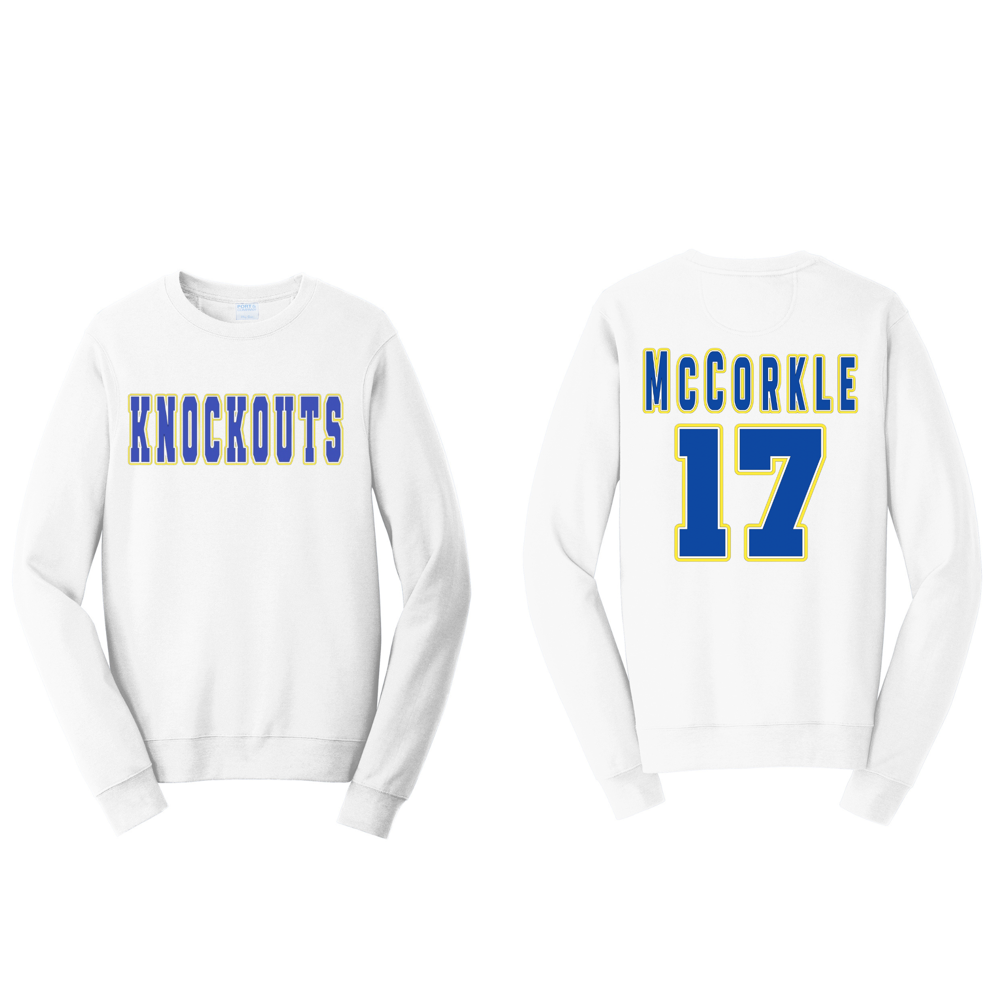 Knockout Block Crew Name and Number on Back