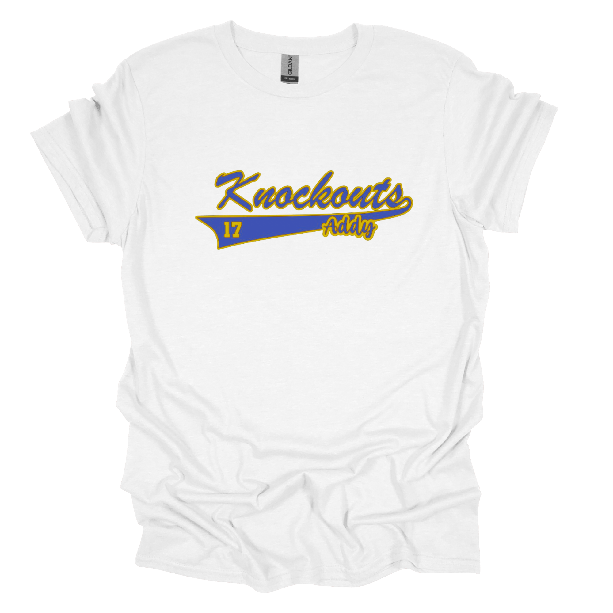 Adult Knockout Script Name and Number on Front